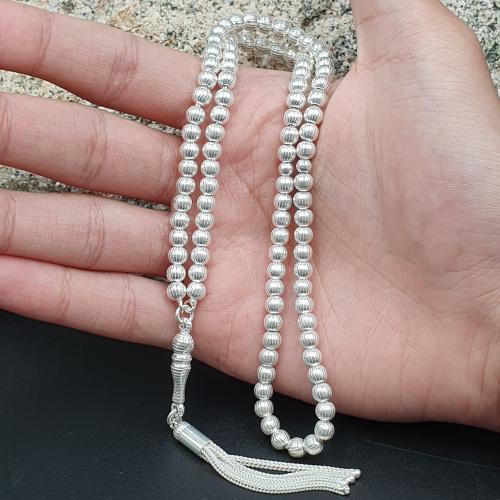 سبحه فضه كامل دائري منقوش عدد 99 موديل 5