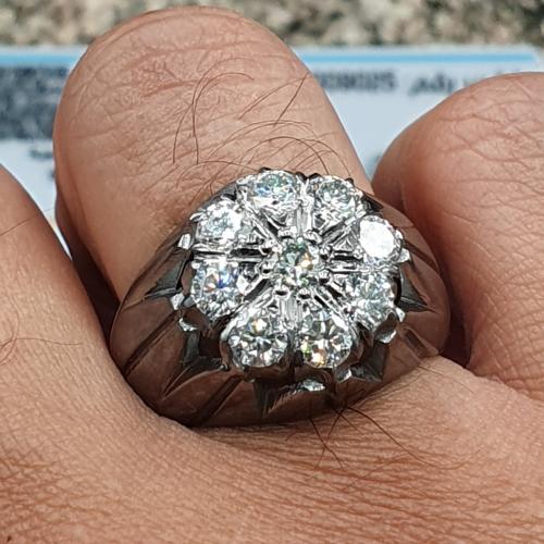 خاتم موزنايت ابيض موديل لكس الشريف مطلي بالروديوم...