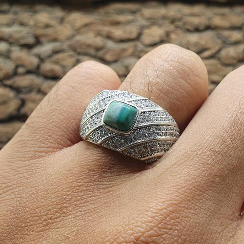 خاتم حجر الملكايت المرصع بالزركون السويسري