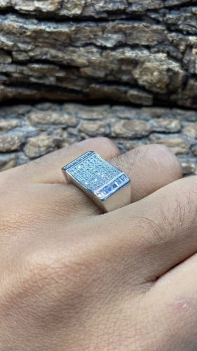 خاتم فضه تايلندي مرصع بالزركون السويسري