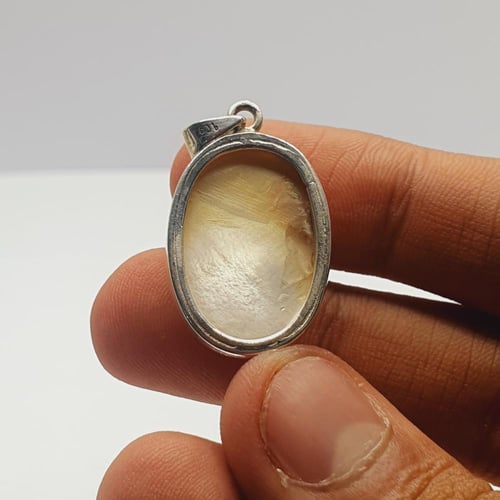 تعليقه حجر فيروز سيناوي برواز زركون سويسري مع سلسل...