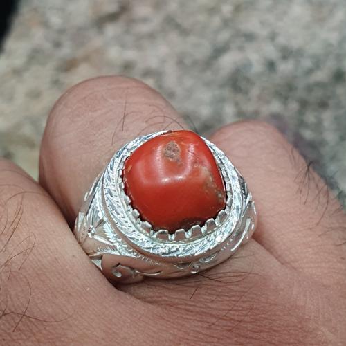 خاتم مرجان تونسي طبيعي صياغه برتلاش الشريف