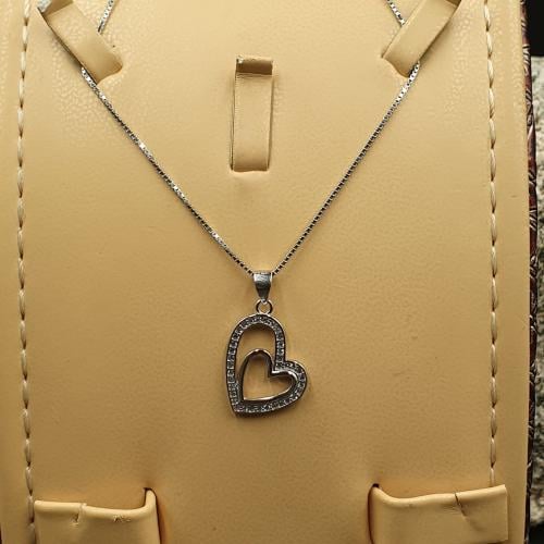 تعليقة فضة قلبين مع سلسلة فضة عيار ٩٢٥