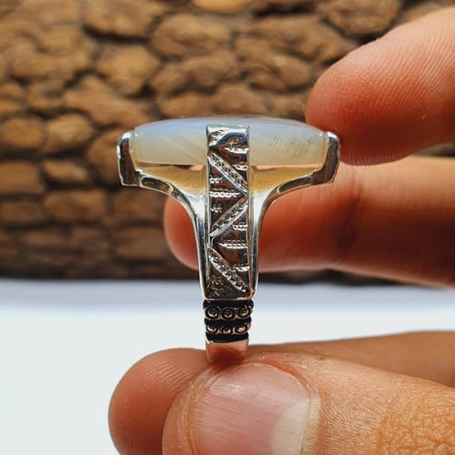 خاتم عقيق سماوي مشجر ومصور صياغه نجفي