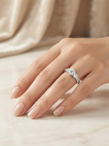 خاتم دقه الماس فضه عيار 925