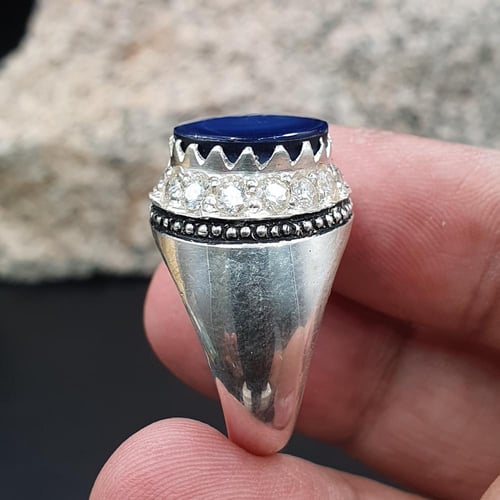 خاتم زفير نجمي دائري مرصع بالموزنايت موديل المرايه