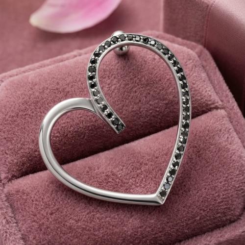تعليقه فضه شكل قلب مطعم بالزركون الاسود
