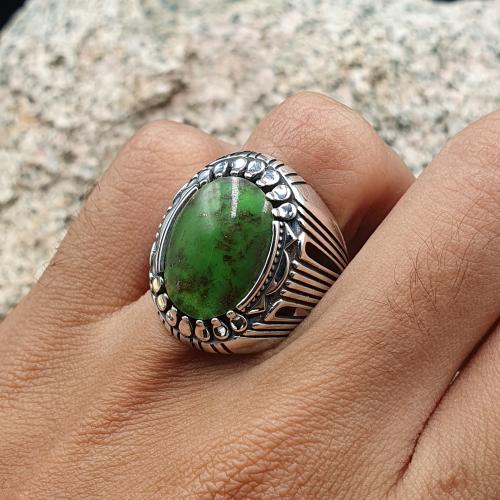 خاتم فيروز حسيني اخضر صياغه حمزه