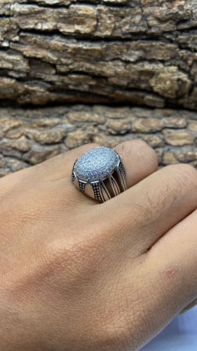 خاتم فضه تايلندي مرصع بالزركون السويسري