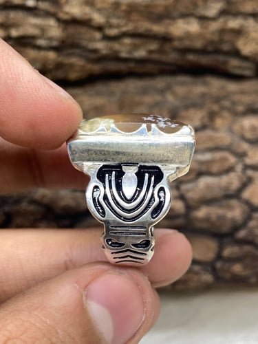 حجر عقيق يماني خرائطي مربع برتاش الشريف