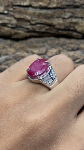 حجر الياقوت البانكوك مرصع بالزركون فضه سوسريه