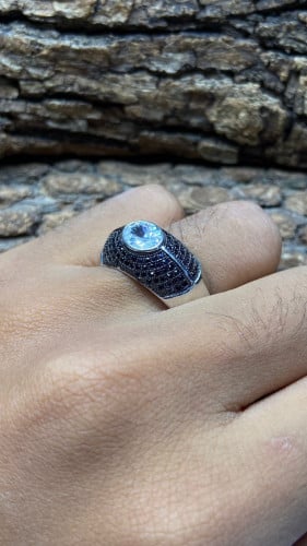 خاتم فضه تايلندي مرصع بالزركون السويسري