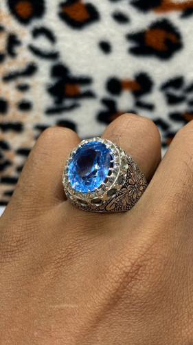 حجر التوباز المرصع بالموزنايت برتاش يدوي فخامه