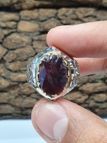 حجر ياقوت ا فغاني فضة عيار 925
