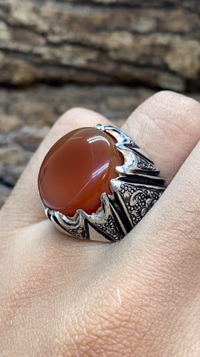 حجر عقيق كبدي صياغه برتاش الشريف