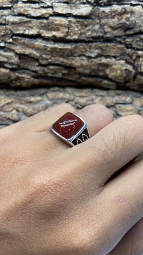 خاتم فضه لون بني