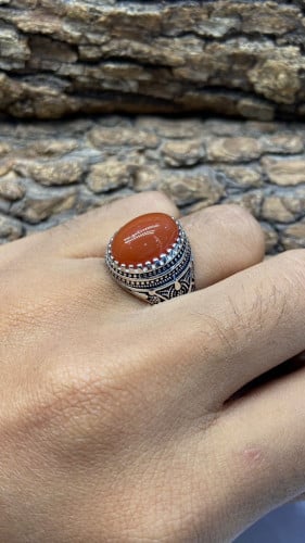 خاتم فضه لون بني