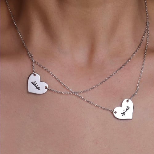 سلسال قلبين مع زركون