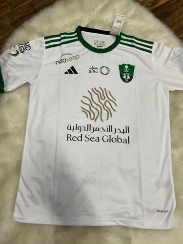 تيشيرت الاهلي السعودي لون أبيض مقاس ولادي شبابي رج...