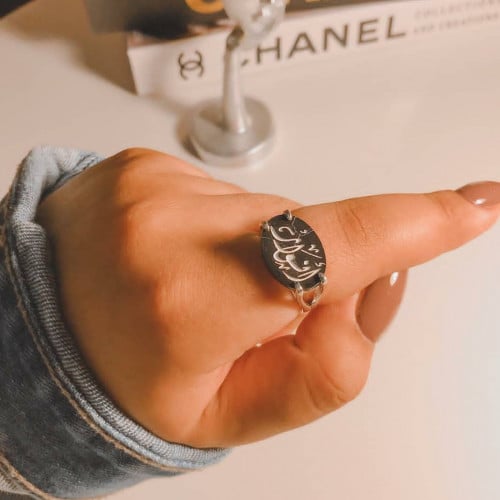 خاتم ملكي بالاسم فضه خالص عيار 925