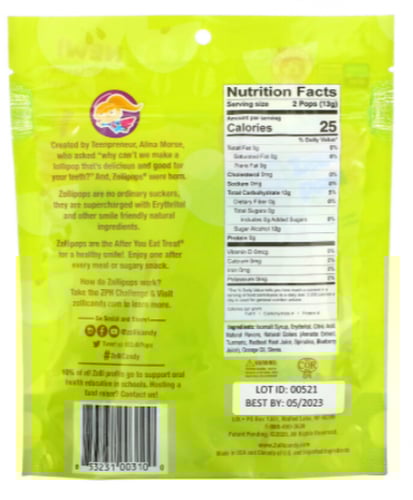 مصاصات خالية من السكر نكهة التفاح الاخضر