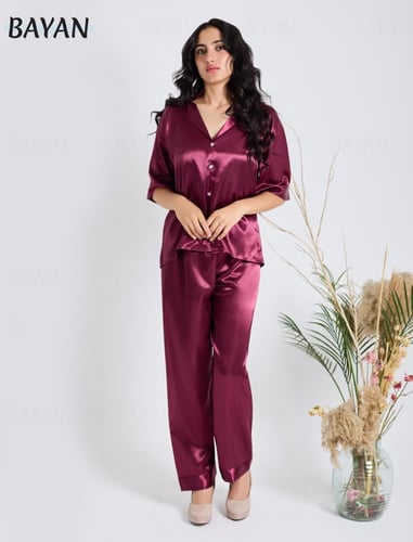 بجامه قطعتين-عنابي