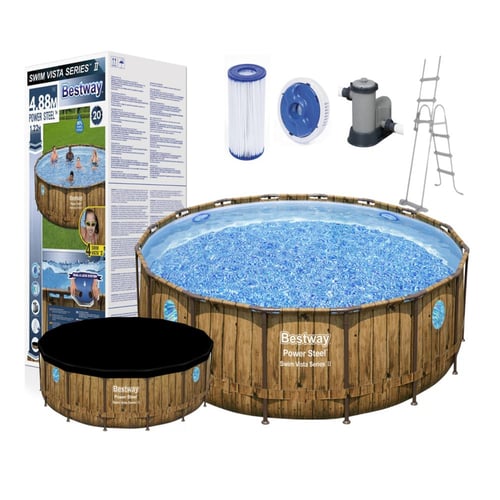 مسبح دائرى بني فتحات شفافة 4.88m x 1.22m