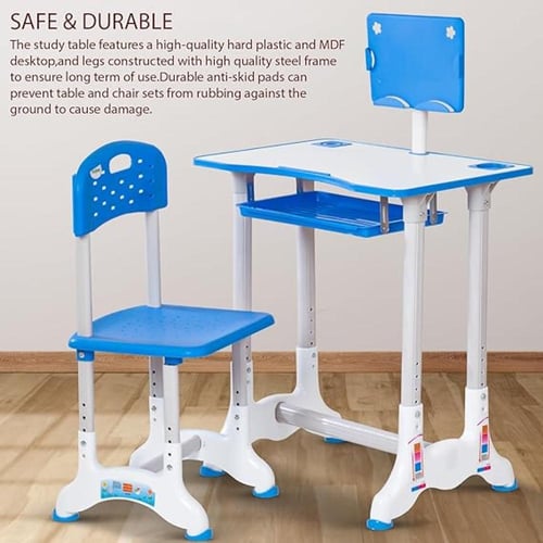 طاولة وكرسي الدراسة لون ازرق