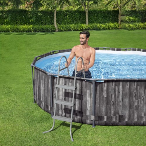 مسبح فريم دائري 366X100CM رمادي