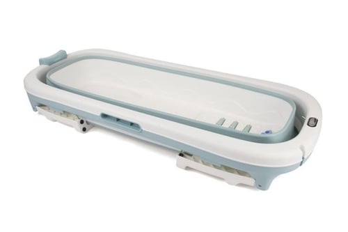 بانيو متنقل قابل للطي مع مخدة اسفنج وغطاء أزرق