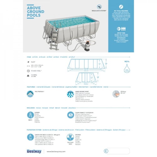 بست واي® مسبح أعمدة مستطيل رصاصي مع فلتر وسلم 412X...