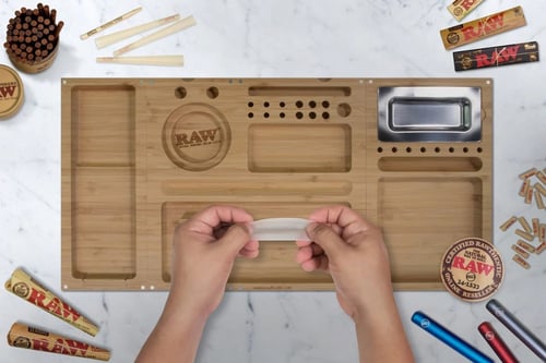 RAW Triple Flip Bamboo Magnetic Rolling Tray
