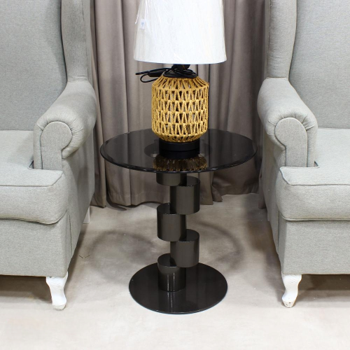 طاولة خدمة اسود استيل دائري