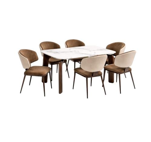 طاولة طعام رخام 6 كراسي