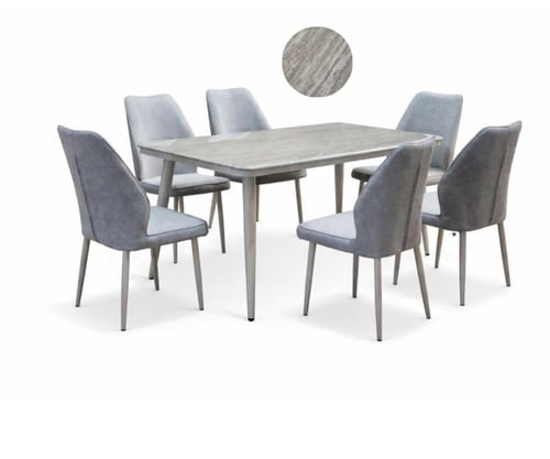 طاولة طعام رخام 6 كراسي لونين