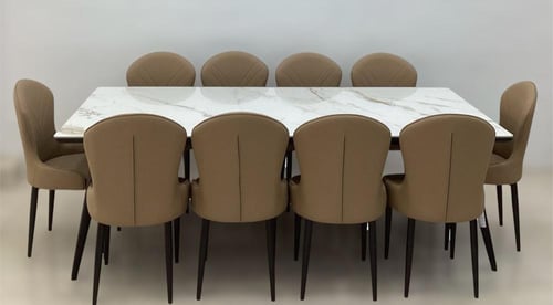 طاولة طعام رخام 10 كراسي رمادي