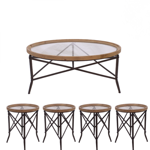 طقم طاولة مجلس دائري زجاج