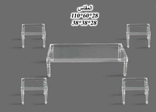 طقم طاولات اكرلك أرضي شفاف كامل