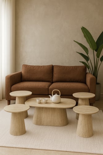 طقم طاولات مجلس خشب 5 قطع