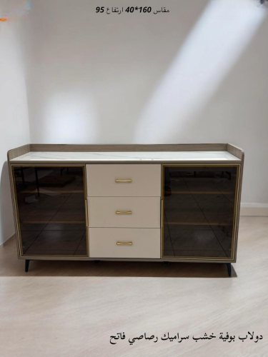 ركن قهوة خشب مع سطح سرميك مقاس 160