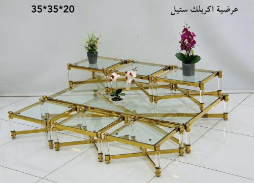 طقم طاولات أرضية 7 قطع أستيل مستطيل