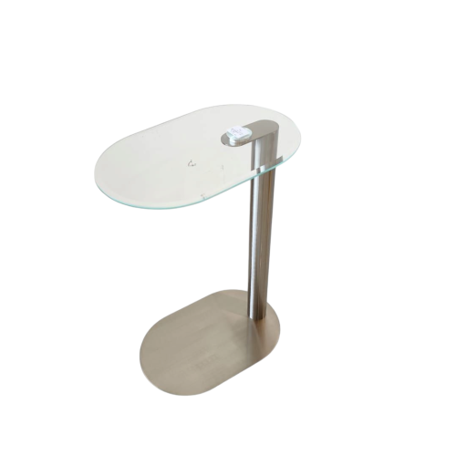 طاولة خدمة فضي زجاج قاعدة استيل