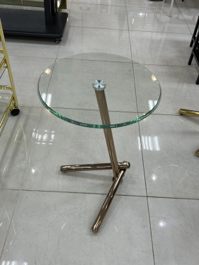 طاولة خدمة زجاج نحاسي
