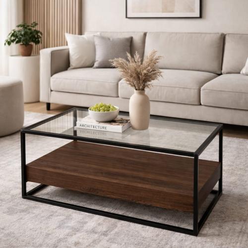 طاولة مجلس زجاج مع خشب