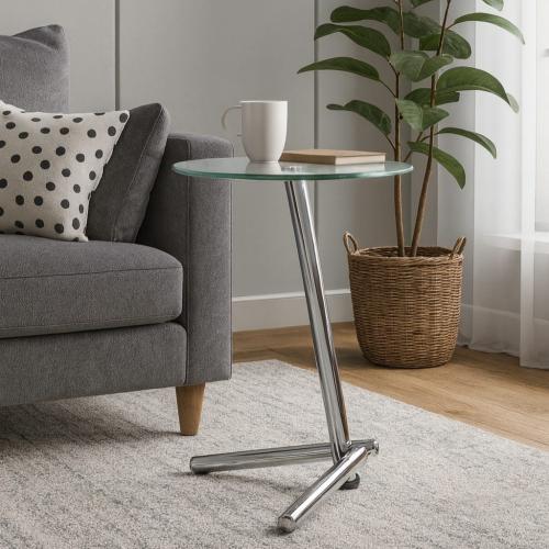 طاولة خدمة فضي زجاج