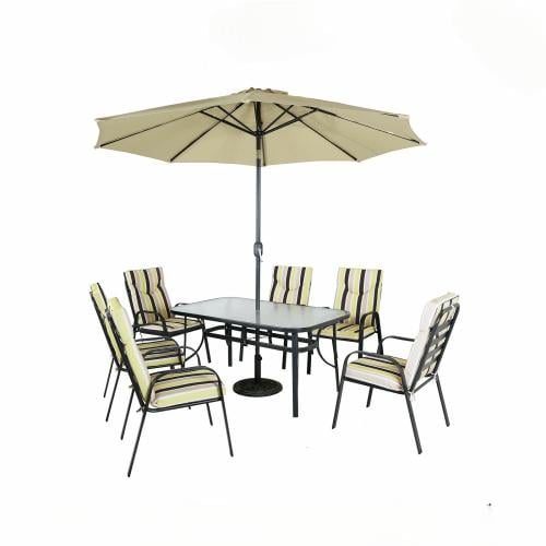 جلسة خارجية مع مظلة 6 كراسي مقاس 150