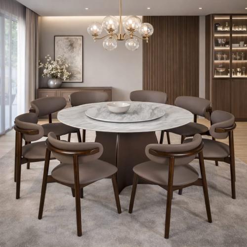 طاولة طعام رخام دائري 8 كراسي