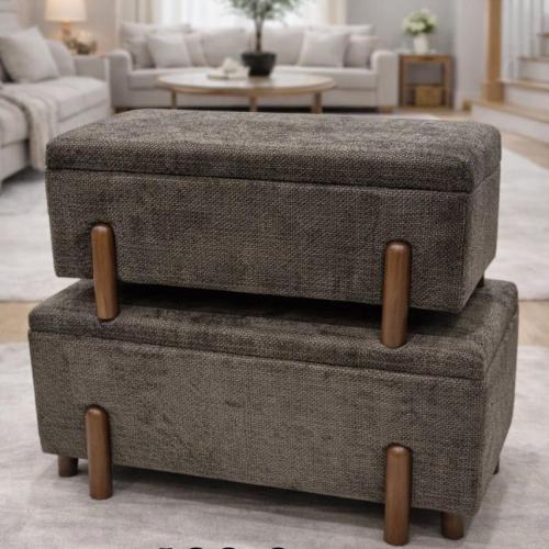 صندوق سجاد بني محروق ارجل خشب