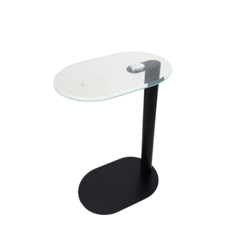 طاولة خدمة اسود زجاج قاعدة استيل