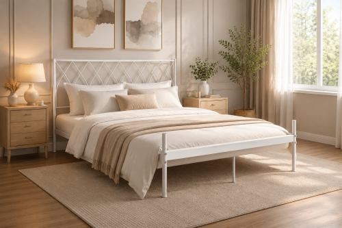 سرير حديد نفرين ابيض مقاس180*200